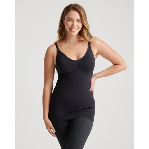 Quince Seamless Black Maternity & Nursing Tank Top Camisole 2-Pack sz S NWT - Picture 7 of 7
